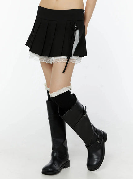 chic-pleated-ribbon-lace-trim-mini-skirt-iu518