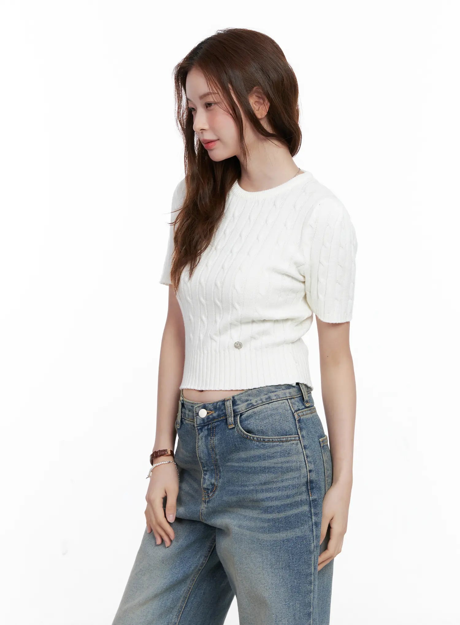 cable-knit-short-sleeve-sweater-cg521