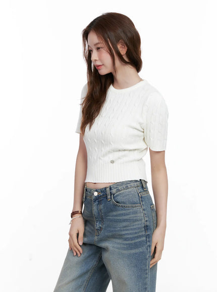 cable-knit-short-sleeve-sweater-cg521
