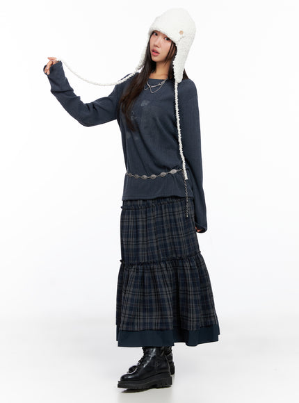plaid-tiered-maxi-skirt-co515