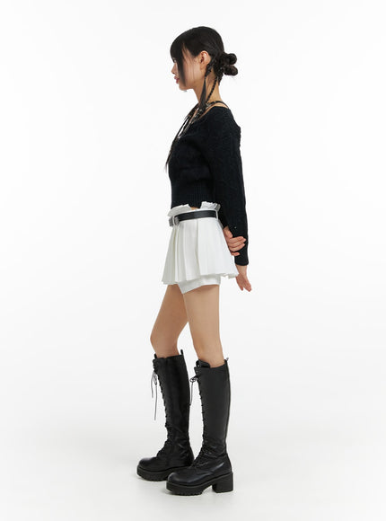 mid-waist-pleated-mini-skirt-with-belt-cf420