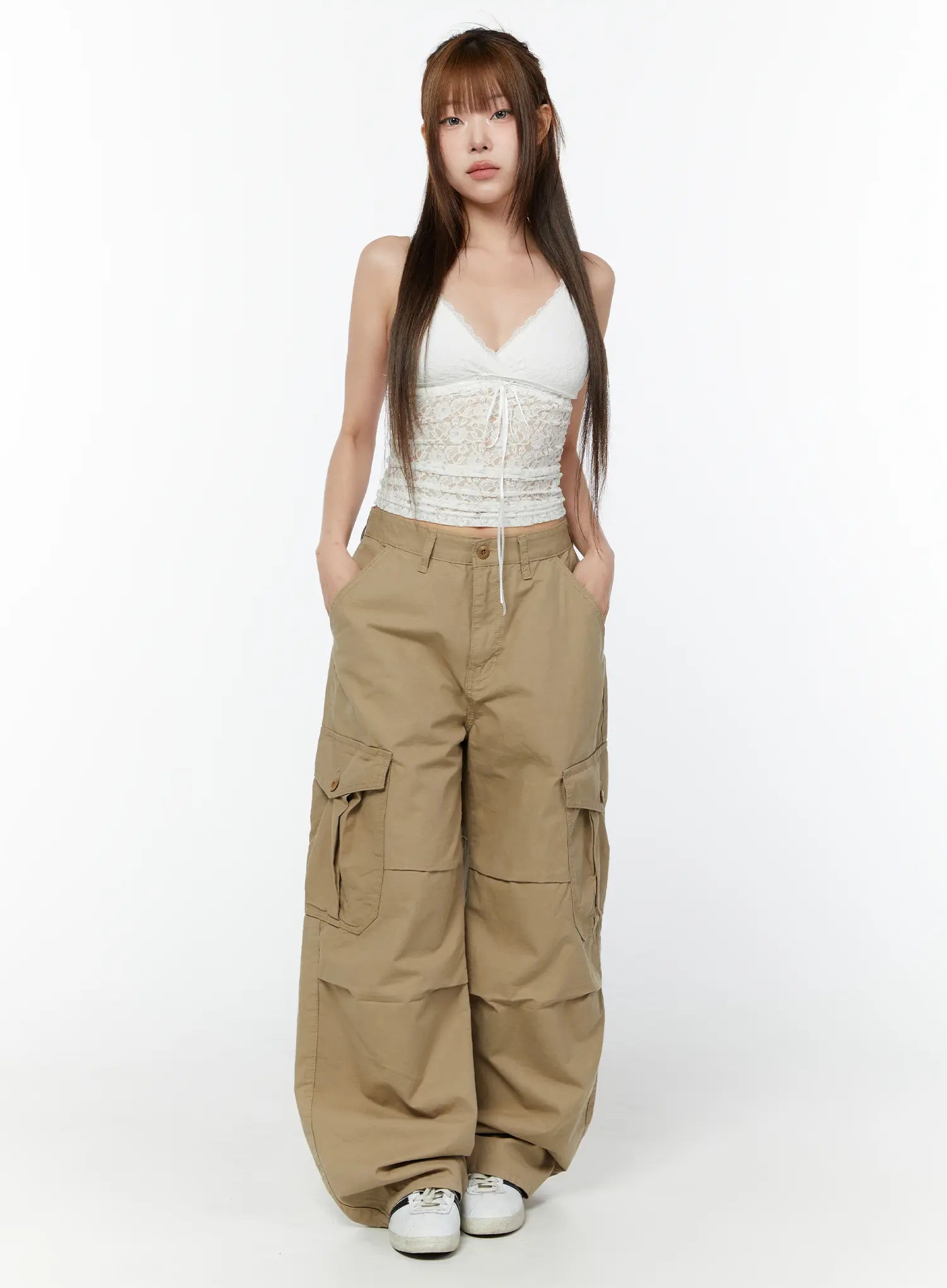 Pintuck Cargo Wide Pants CY519 - Korean Women's Fashion | LEWKIN Pintuck Cargo Wide Pants CY519 - Korean Women's Fashion | LEWKIN