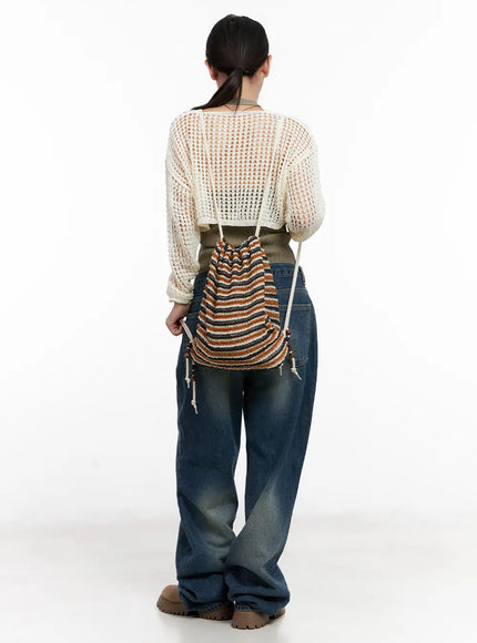 striped-drawstring-knit-backpack-cl522