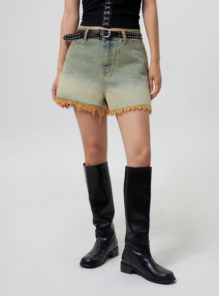 denim-ripped-hem-shorts-cy325