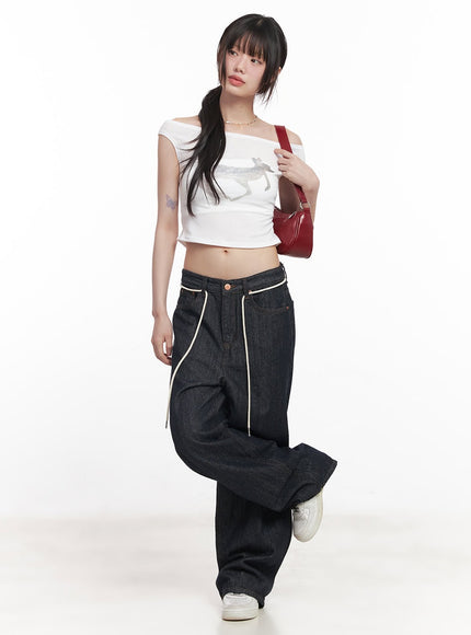 Kirsten String Wide-Leg Summer Denim Jeans IM528