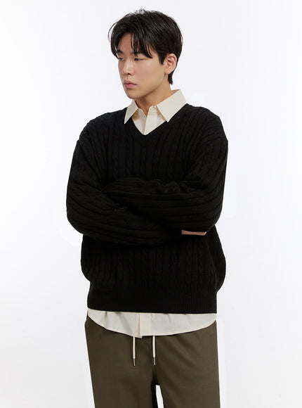mens-cable-knit-v-neck-sweater-if528