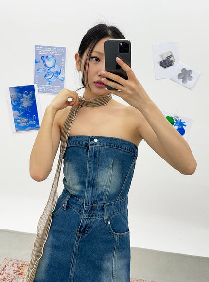 Denim Tube Mini Dress CY308