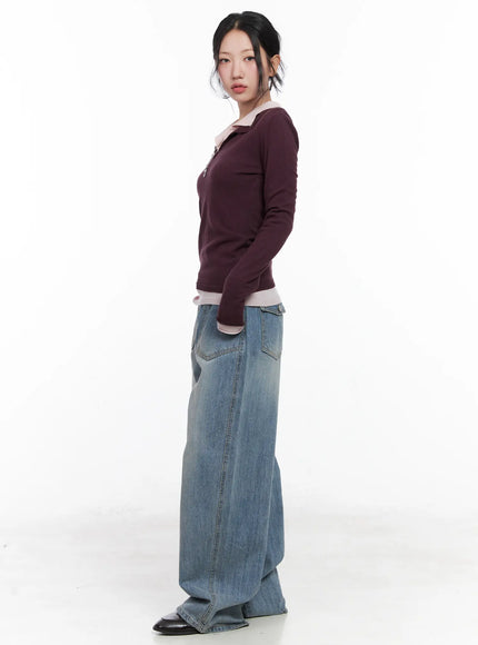 v-neck-collar-long-sleeve-top-cn514