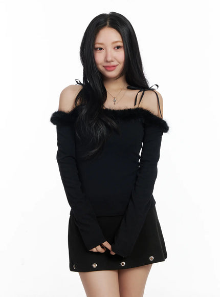 faux-fur-off-shoulder-long-sleeve-top-cj515