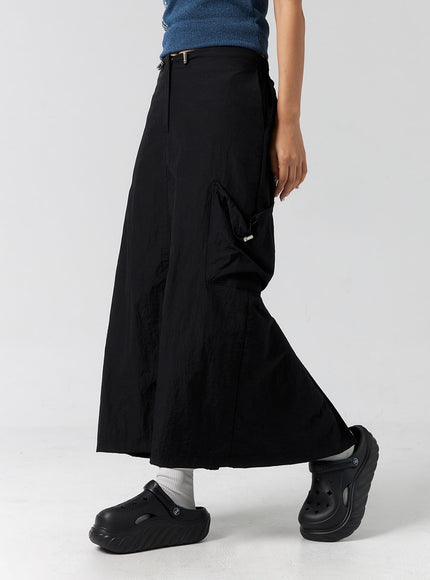 cargo-nylon-maxi-skirt-cg302