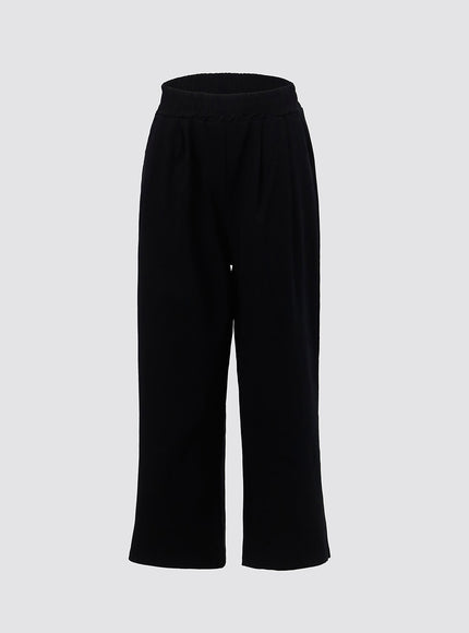 banded-wide-pants-io312 / Black