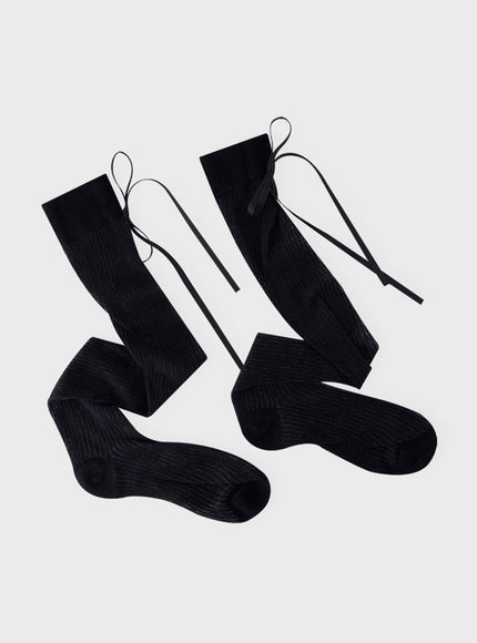 grace-back-ribbon-socks-ia521 / Black