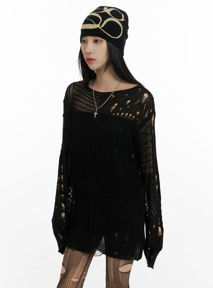 dark-grunge-damaged-mesh-knit-top-cf428