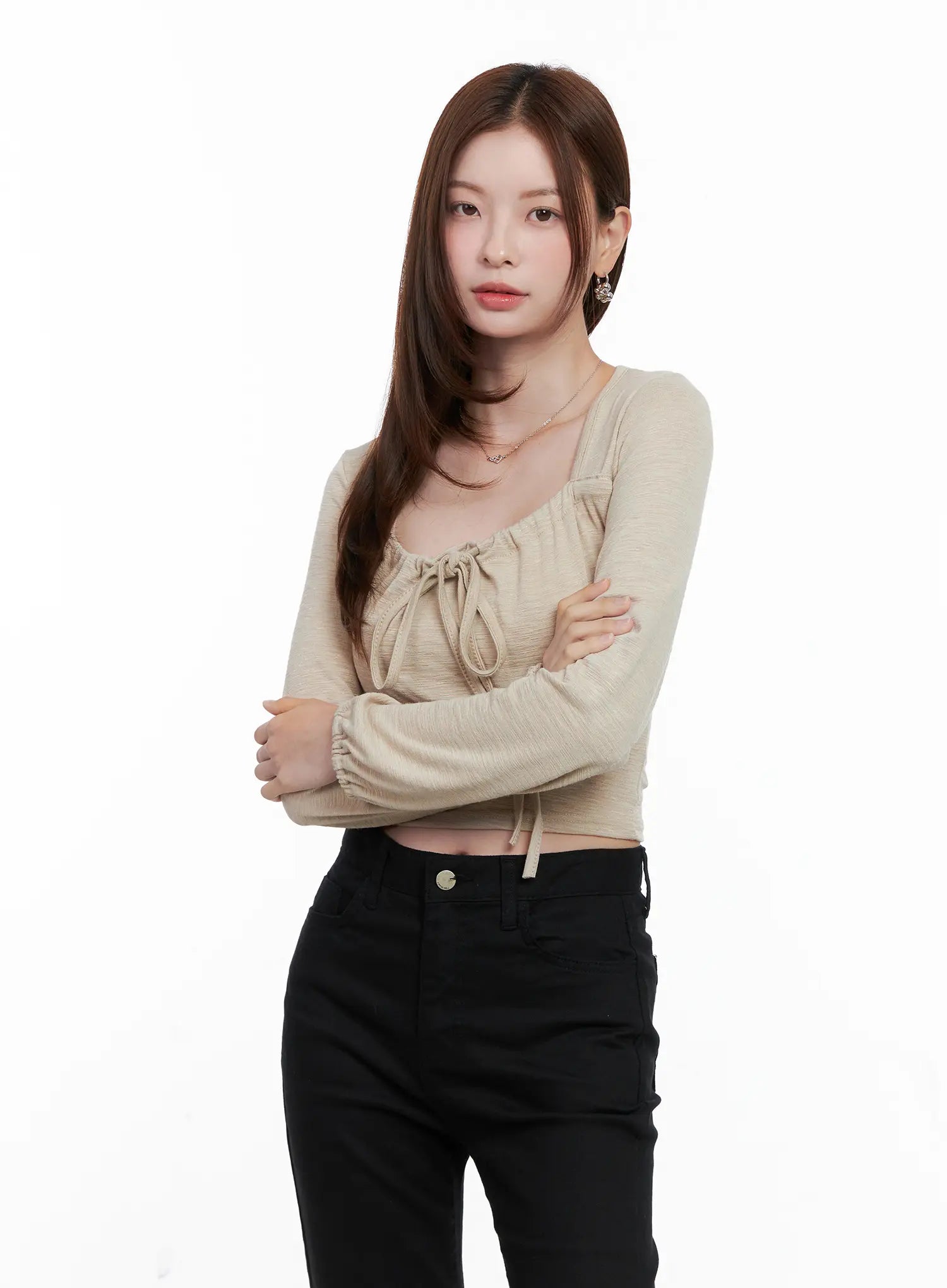 long-sleeve-shirred-ribbon-crop-top-cg521
