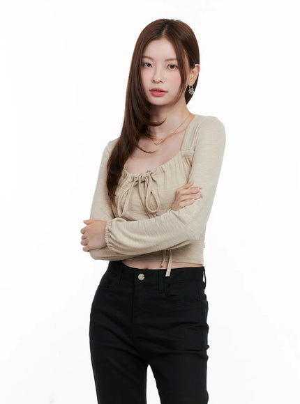 long-sleeve-shirred-ribbon-crop-top-cg521
