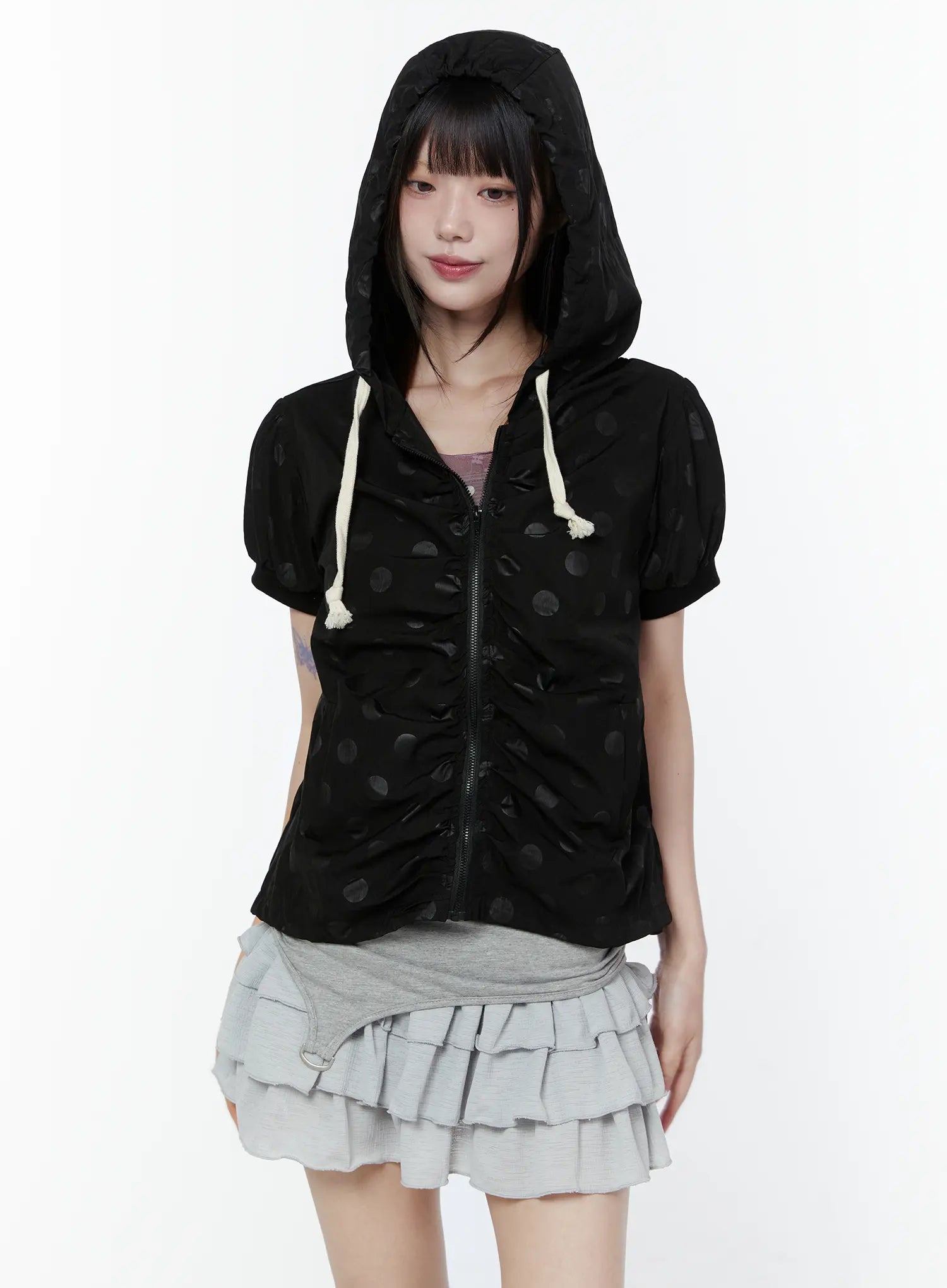 polka-dot-short-sleeve-windbreaker-jacket-cu508