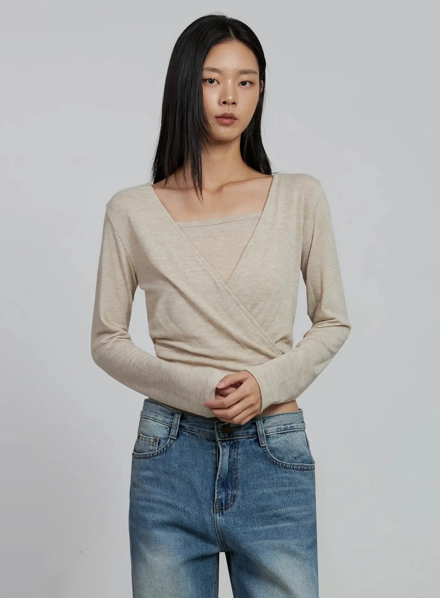 casual-wrap-v-neck-top-set-im520