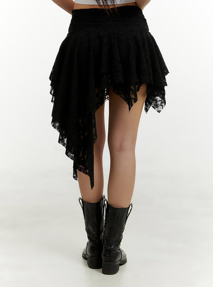 lace-ruffle-asymmetrical-mini-skirt-cy408