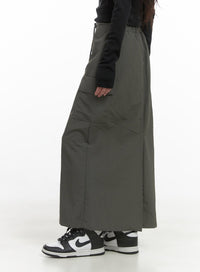 cargo-nylon-maxi-skirt-cs403