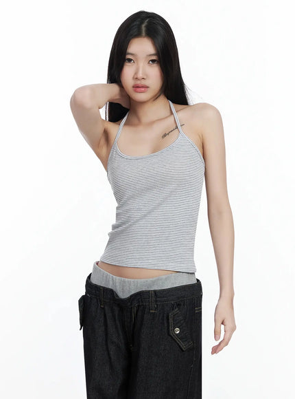 Striped Halter Tank Top IM506
