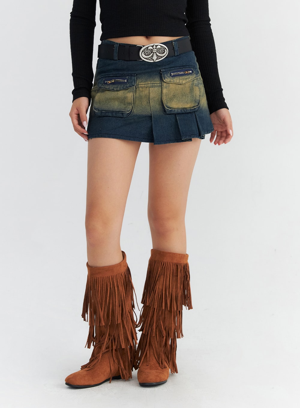 pleated-cargo-denim-mini-skirt-co313