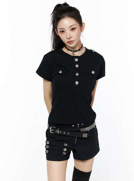 pocket-detail-short-sleeve-tee-cu511 / Black