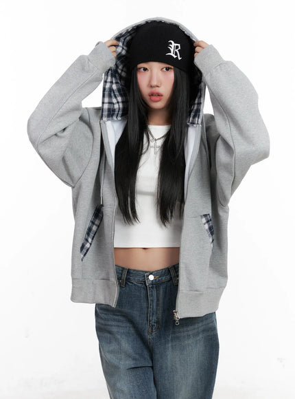 checkered-detail-zip-up-hoodie-cn528