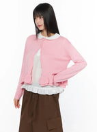 Ruffle Frill Knit Cardigan IY526 - Minimal style | LEWKIN