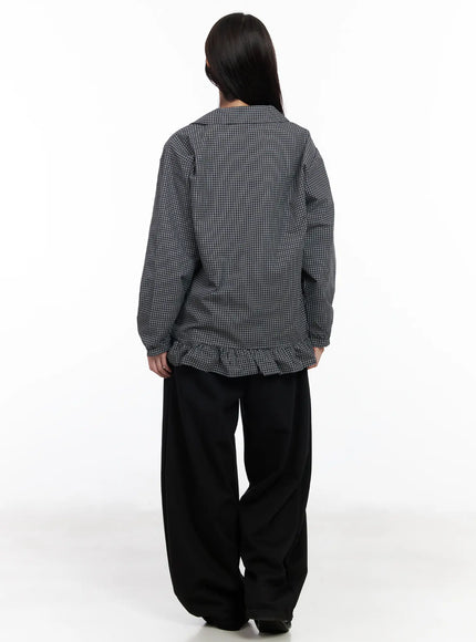 oversized-checkered-drawstring-shirt-cm531