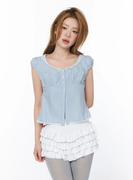 striped-lace-detail-blouse-cy508