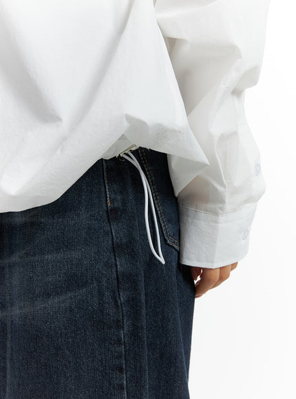 unisex-drawstring-solid-shirt-blouse-cm418