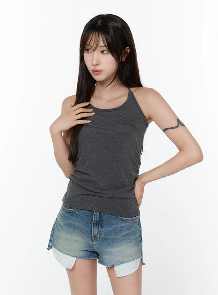 basic-halter-neck-sleeveless-top-cy514 / Dark gray
