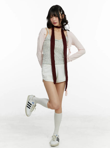 textured-long-thin-scarf-cf504 / Dark red