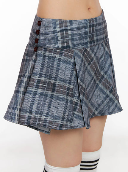 checkered-pleated-mini-skirt-is508