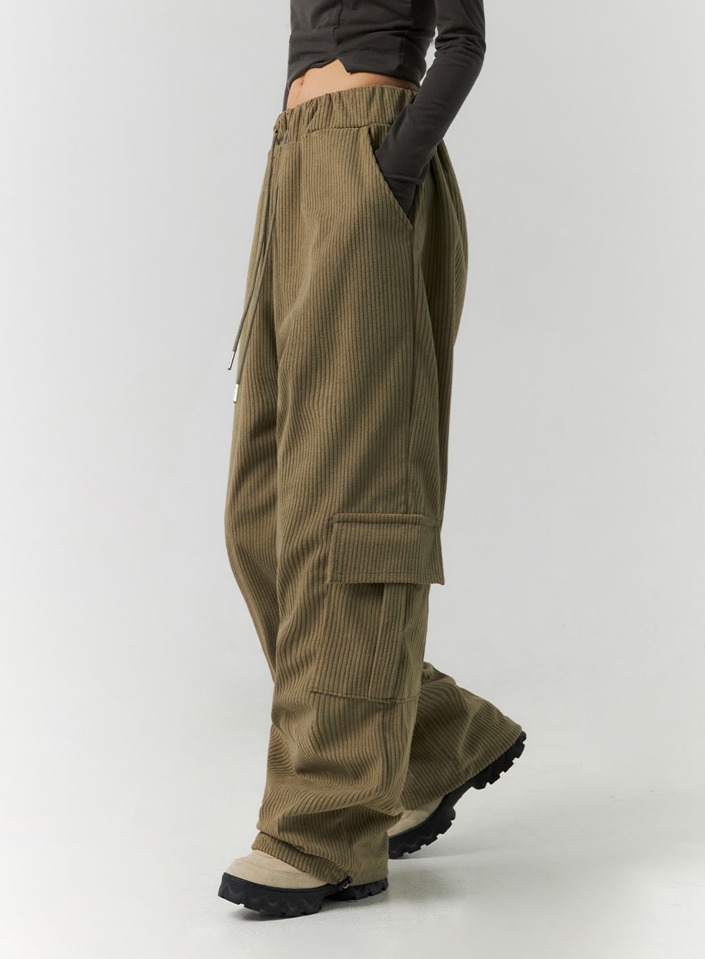 Men's Taupe Corduroy Cargo Pants | Atlas For Men
