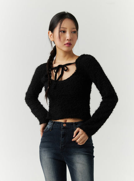 faux-fur-cropped-sweater-with-high-collar-ribbon-cd301