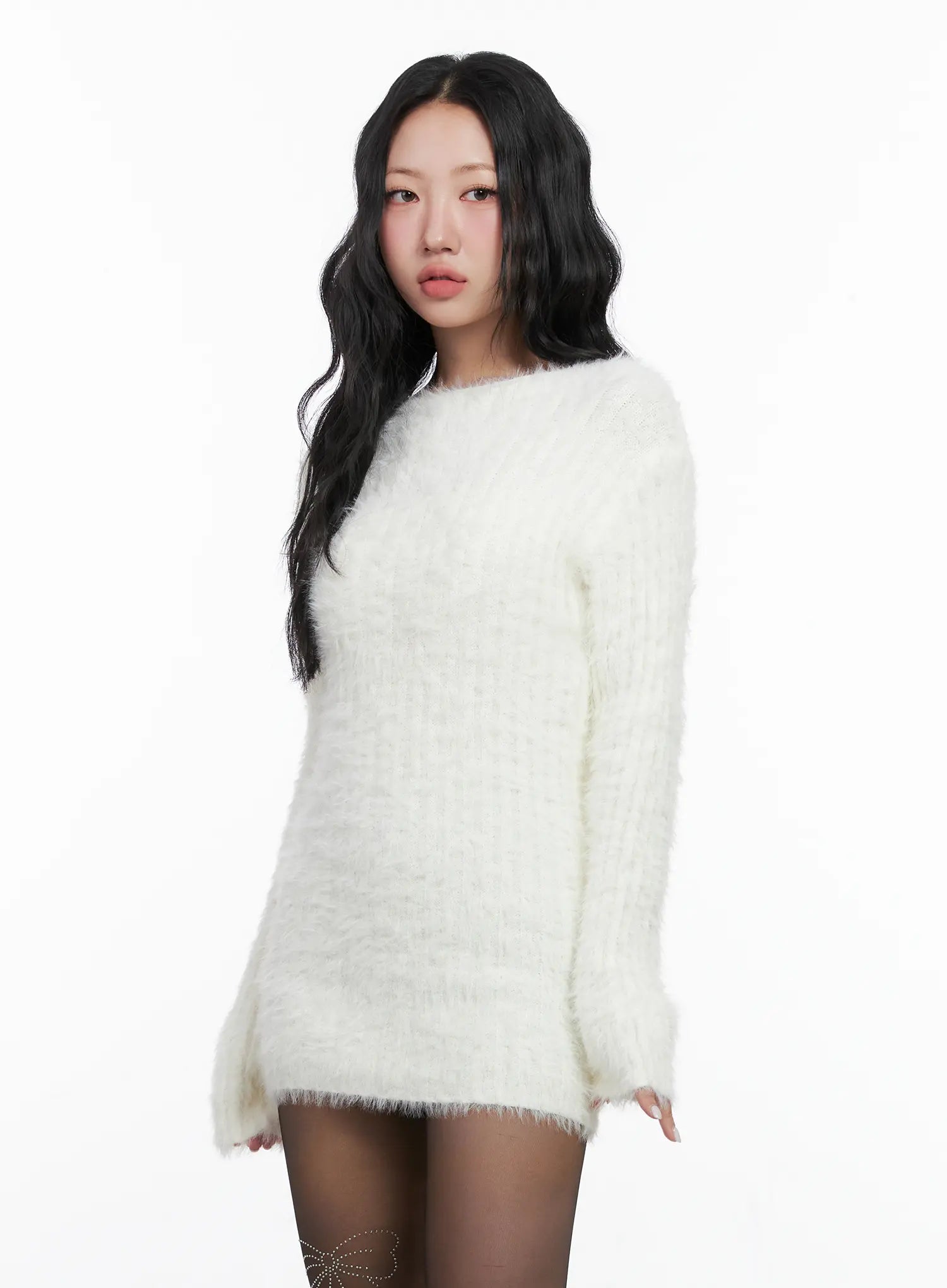 fuzzy knit mini dress Pink Fuzzy Knit Mini Dress