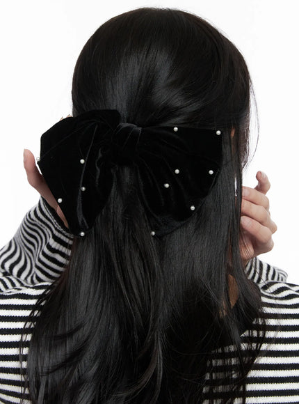 faux-pearl-velvet-ribbon-hair-pin-co524