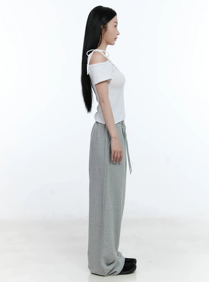 Cozy Pintuck Wide-Leg Sweatpants CG501