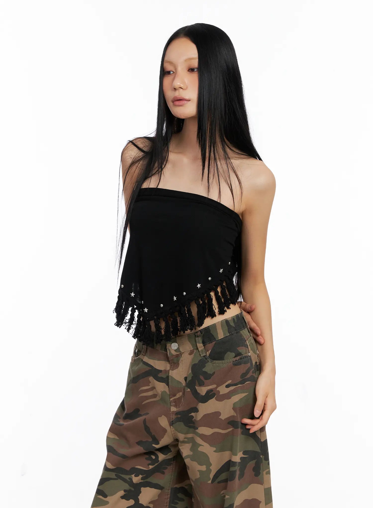 western-fringe-scarf-strapless-top-cs511