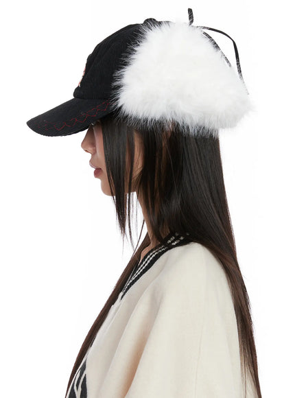 corduroy-fuzzy-earflap-baseball-cap-cn521