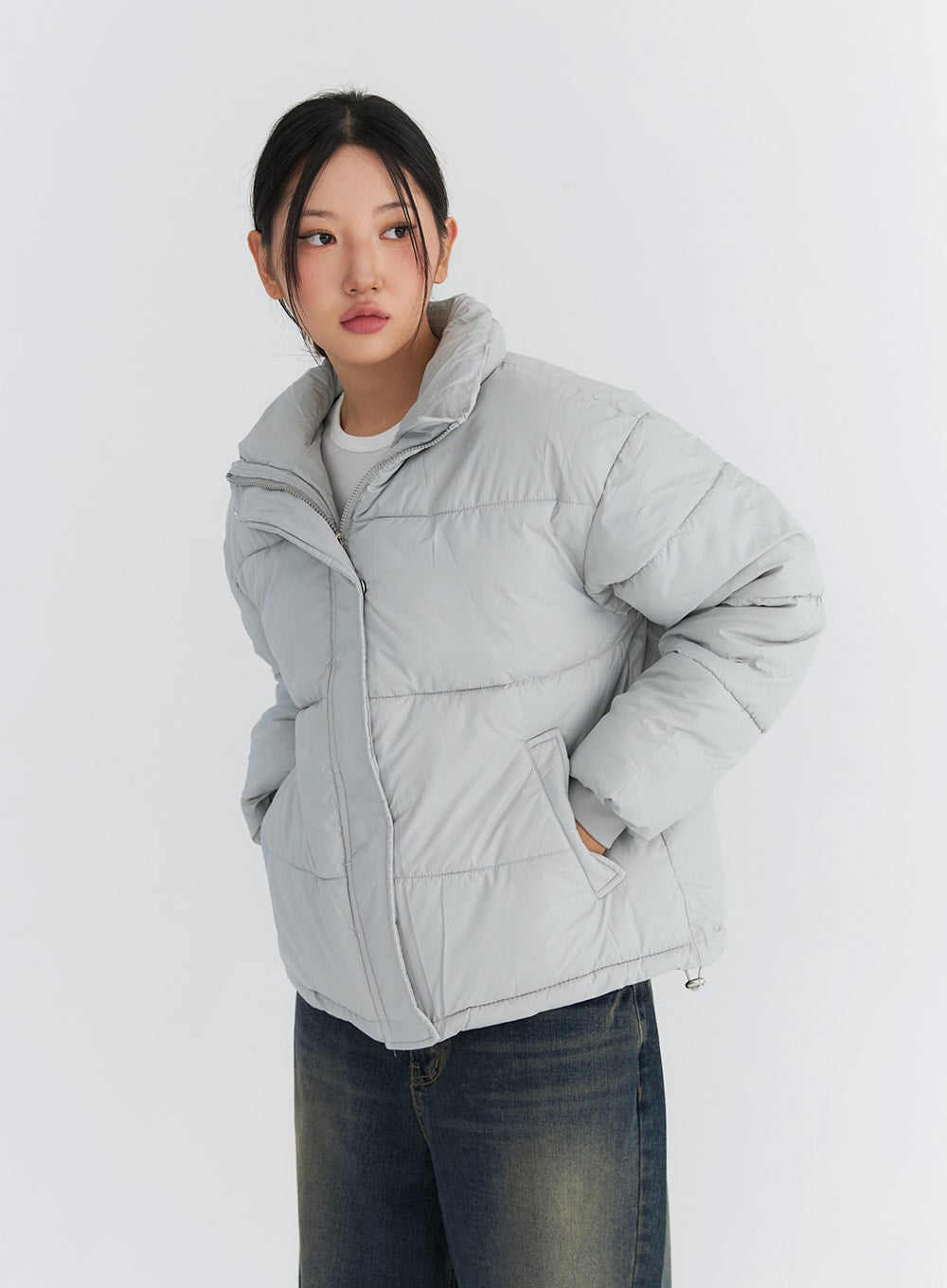 Zip-Up Stand Collar Puffer Jacket CO319