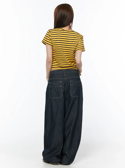 casual-striped-short-sleeve-top-cy529