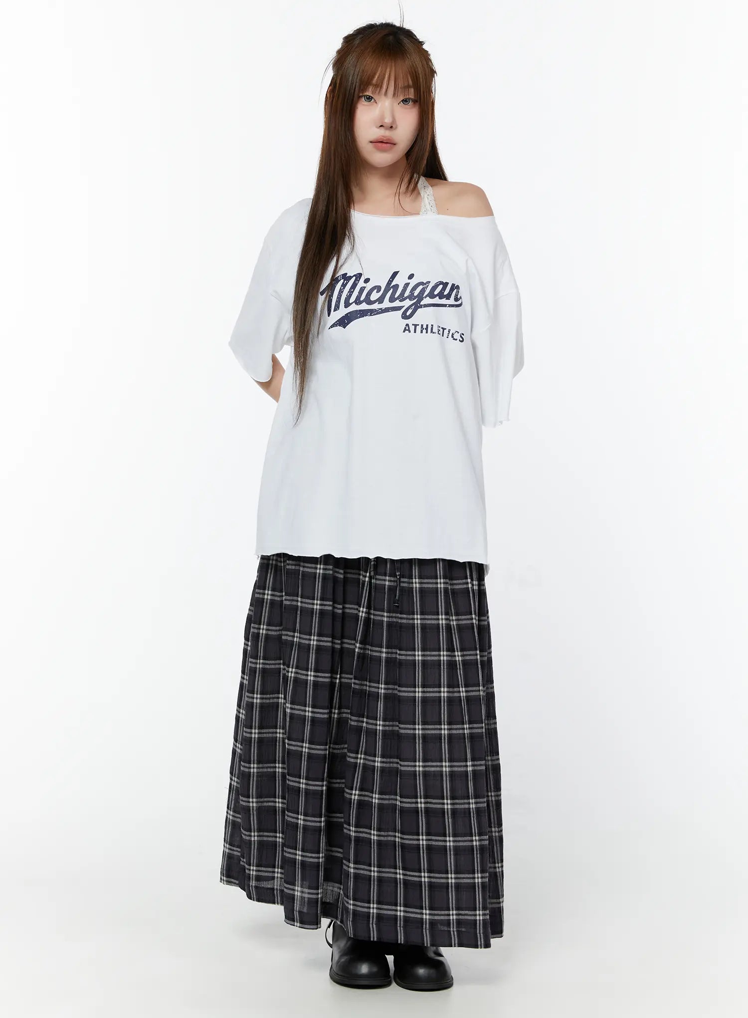 plaid-flare-maxi-skirt-cy519