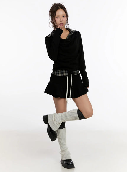 plaid-layered-long-sleeve-top-cn527