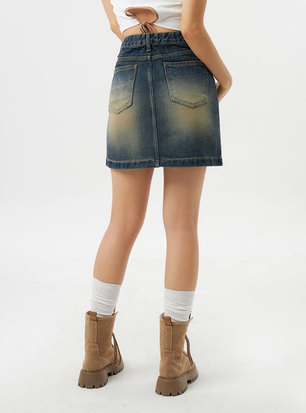 Dark Wash Denim Mini Skirt CY315