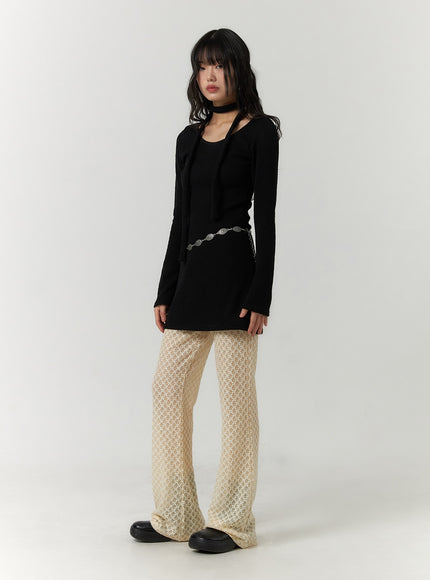 u-neck-slim-fit-mini-dress-with-scarf-cf407
