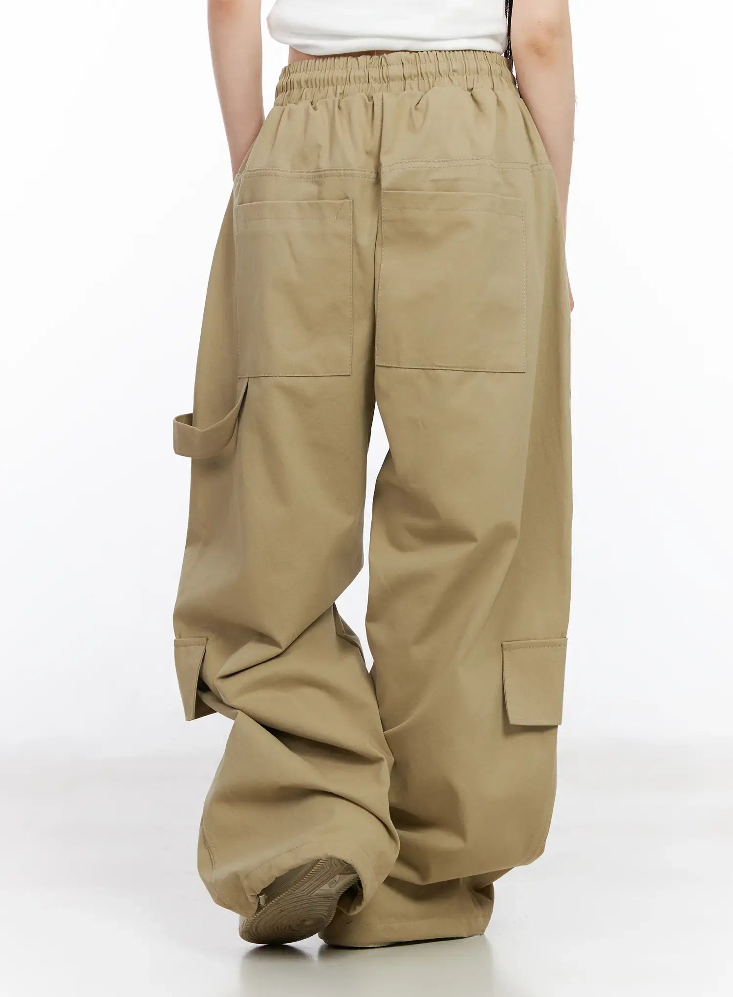 Wide Leg Cargo Pants with Elastic Waist CF519