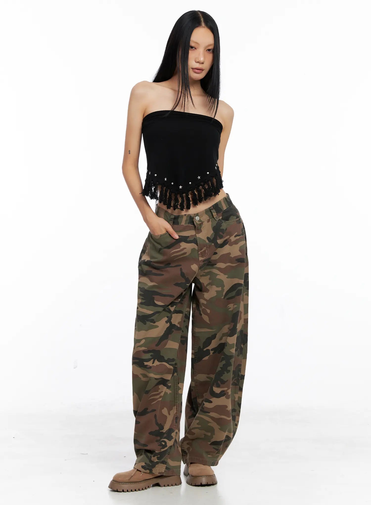 western-fringe-scarf-strapless-top-cs511