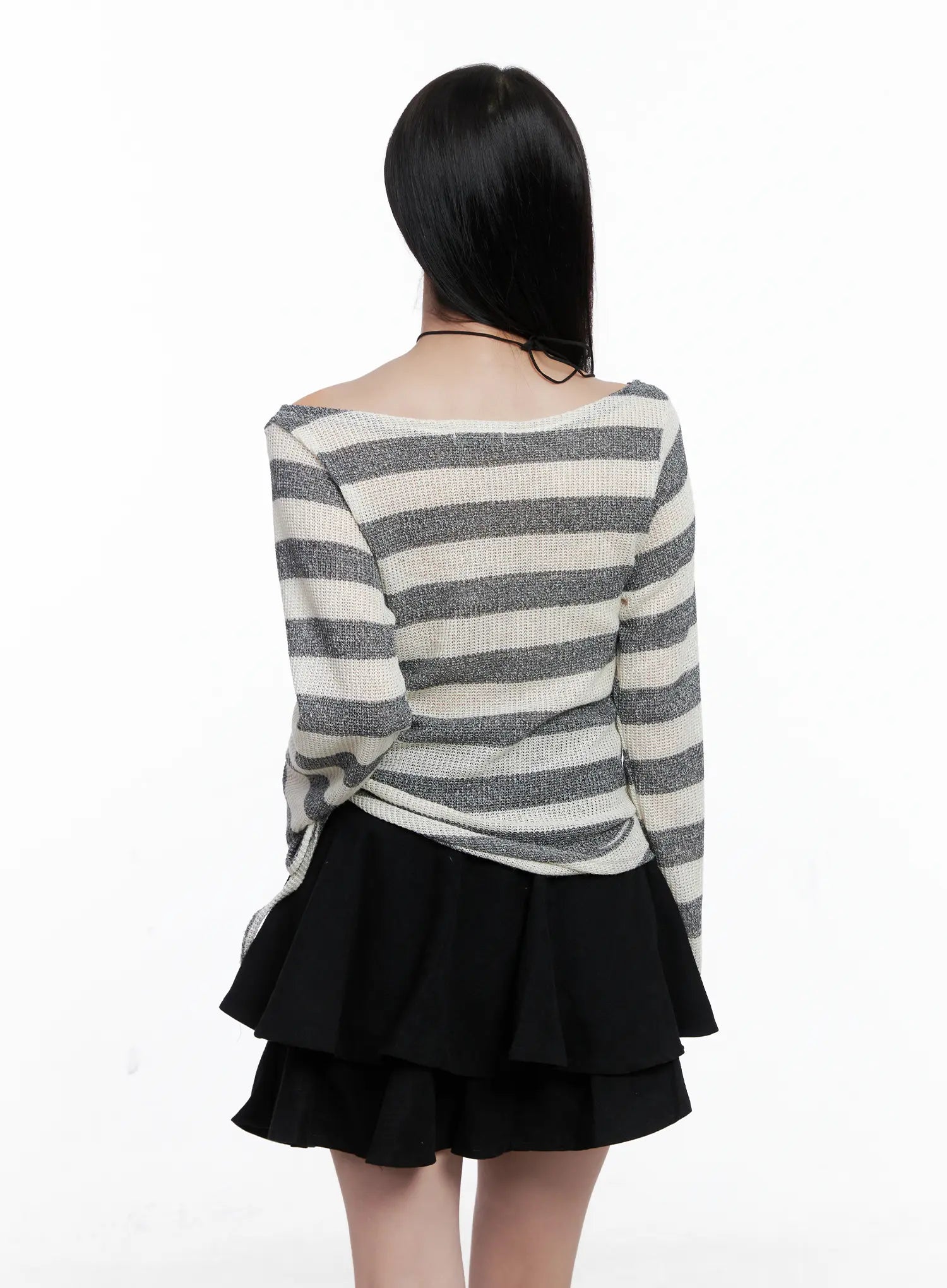 striped-ruched-wide-neck-top-cs523